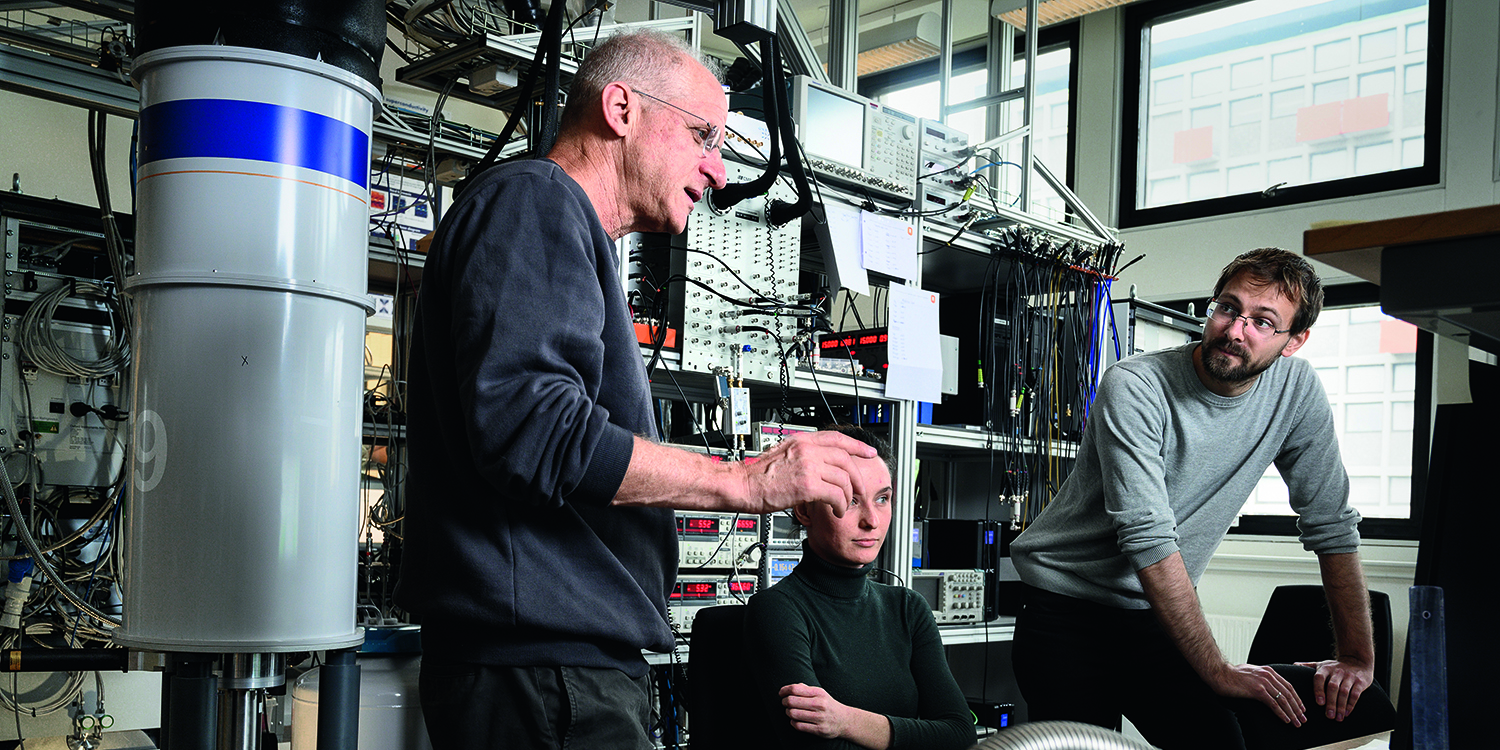 Charles Marcus with colleagues in the engine room at QDEV at University of Copenhagen